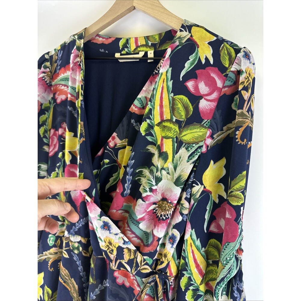 Soft Surroundings Samantha Maxi Dress Floral Faux Wrap Boho Whimsy Ruffle V-Neck - Picture 5 of 16